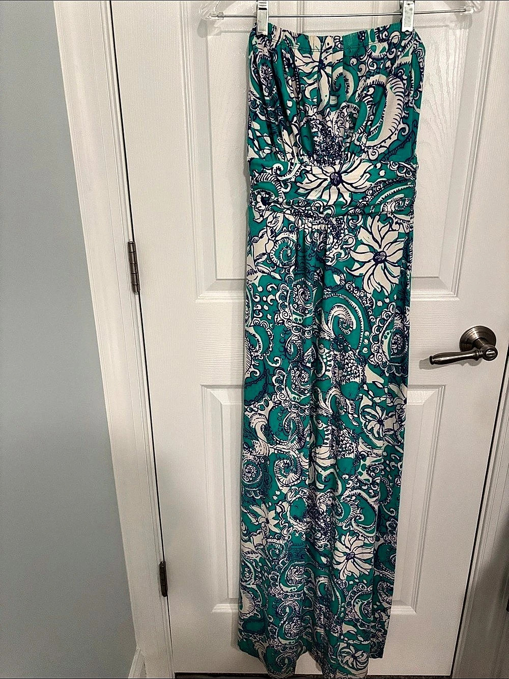Lilly Pulitzer Paisley Maxi Dress in Aqua, Purple & White Size Small